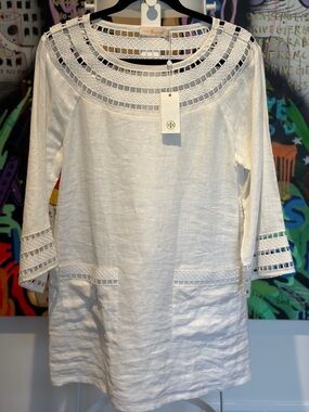 Tory Burch White Linen Tunic Dress